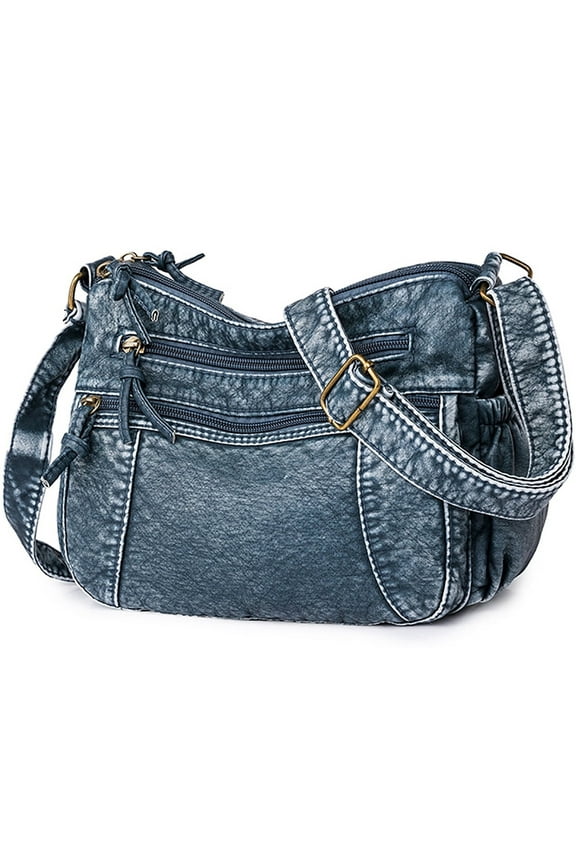 Crossbody Bags for Women,Retro Denim Bag,Ladies Leather Purses and Handbags,Fashion Shoulder Bag Hobo Bag Pocketbooks,Blue