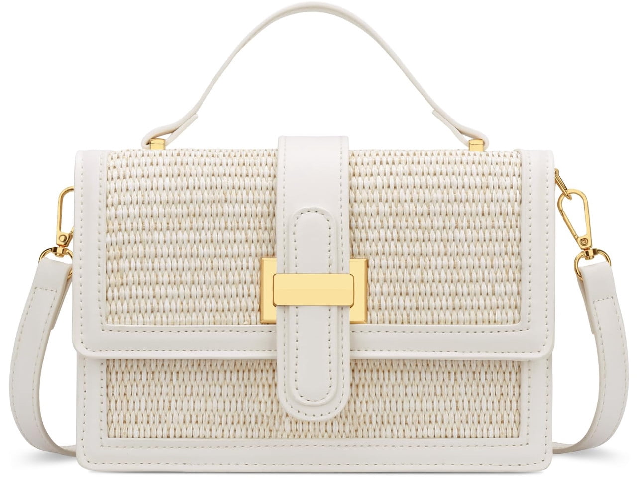 AOUNQ Purses and Handbags for Women, Classic Straw Crossbody Bags with Adjustable Shoulder Strap, Summer Chic Woven Bag(Beige)