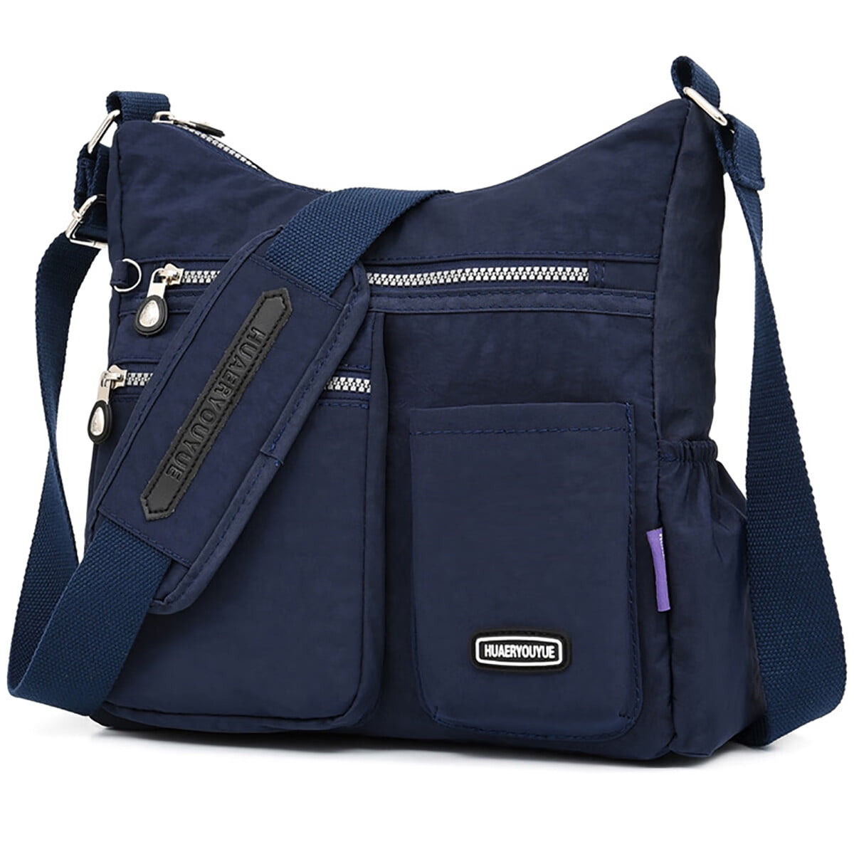 AOUNQ Crossbody Bags for Women Waterproof Hobo Purse Handbag Multi-Pocket Shoulder Bag Nylon Travel Messenger Bag,Blue