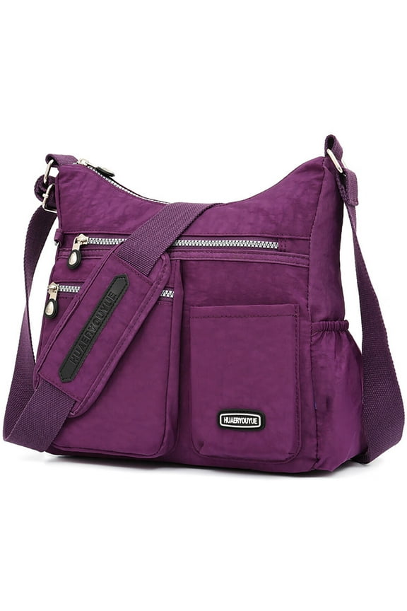 Crossbody Bags for Women Waterproof Hobo Purse Handbag Multi-Pocket Shoulder Bag Nylon Travel Messenger Bag,Purple