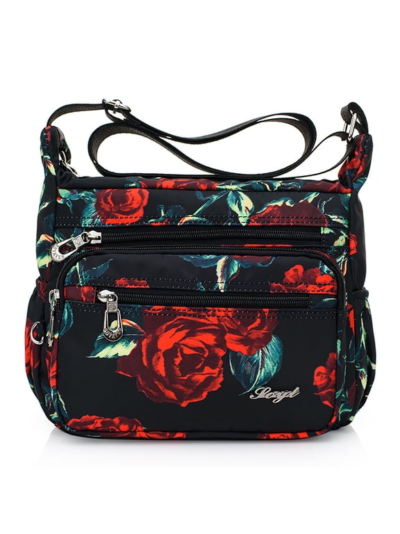 Crossbody Purses and Handbags for Women Adjustable Ladies Shoulder Bags Multi Pocket Travel Tote Bag,Rose