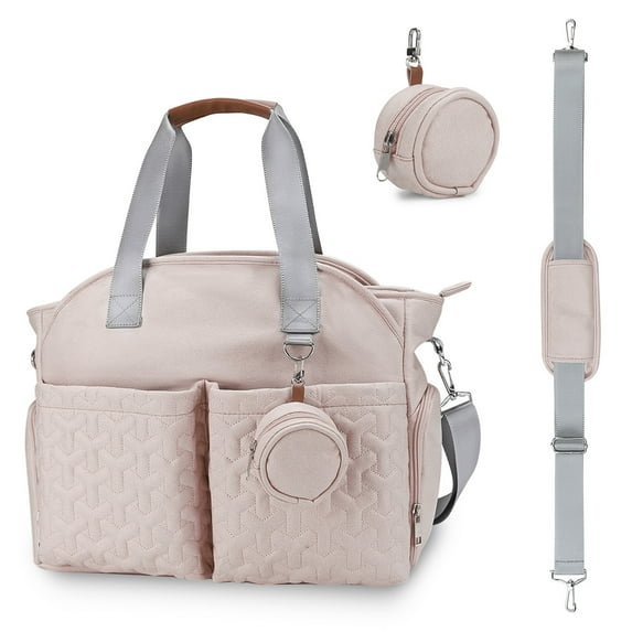 AOUNQ Diaper Bag Tote with 3 Cooler Pockets, Breast Pump Bag, Mommy Bag for Hospital, Large Travel Diaper Bag for Girl&Boy