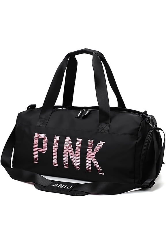 Gym Bag Sports Travel Duffel Bags for Women Weekender Overnight Tote Carry on Bag with Shoes Compartment Black