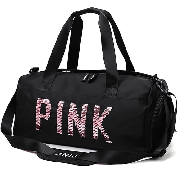 AOUNQ Gym Bag Sports Travel Duffel Bags for Women Weekender Overnight Tote Carry on Bag with Shoes Compartment Black