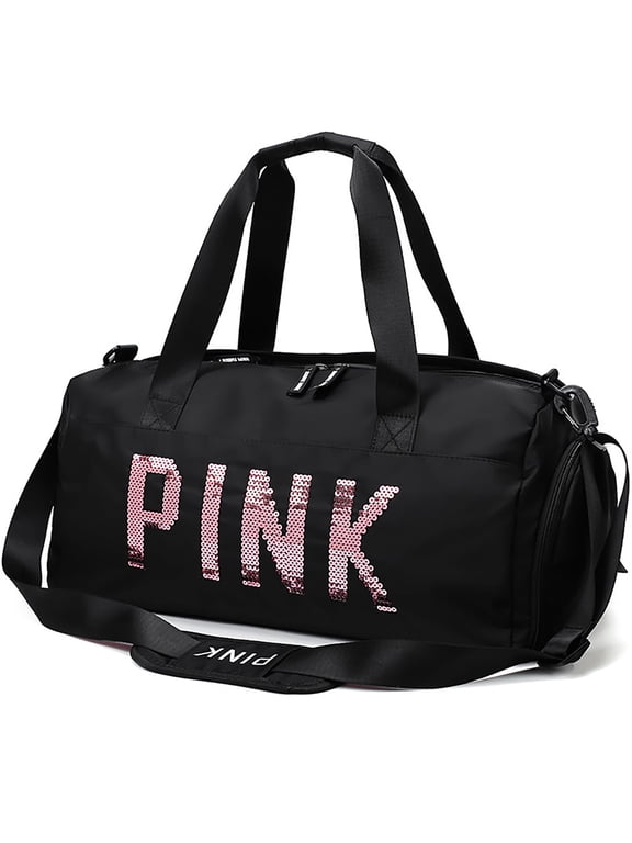 Gym Bag Sports Travel Duffel Bags for Women Weekender Overnight Tote Carry on Bag with Shoes Compartment Black