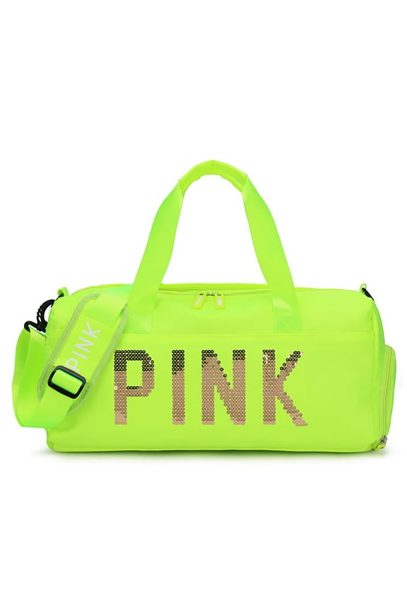 Gym Bag Sports Travel Duffel Bags for Women Weekender Overnight Tote Carry on Bag with Shoes Compartment Fluorescent Green