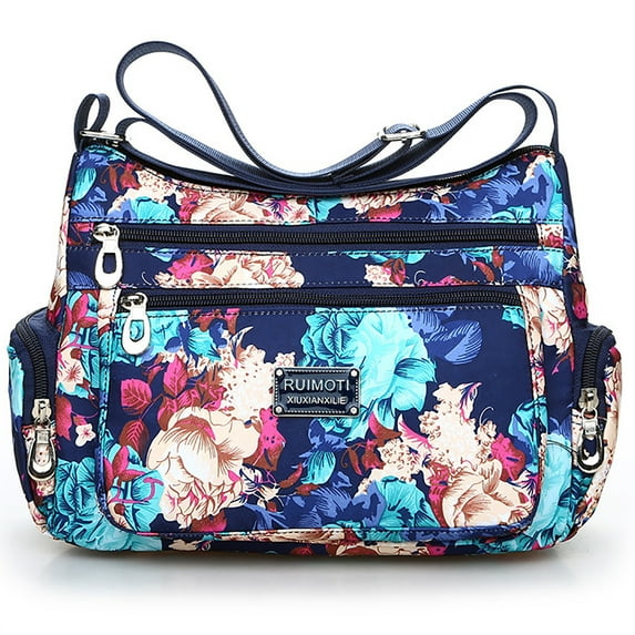 AOUNQ Crossbody Purses and Handbags for Women Multi Pocket Floral Shoulder Bags Ladies Casual Nylon Purse