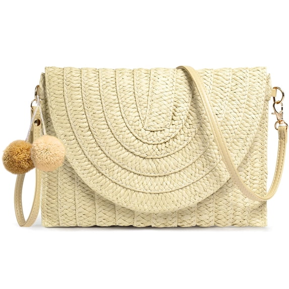 AOUNQ Straw Purses and Handbags for Women Woven Clutch Purse Summer Beach Crossbody Shoulder Bag