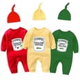 thumbnail image 1 of AOUYOA Baby Triplets Bodysuit Yummz Ketchup Mustard Unisex Romper, 1 of 3