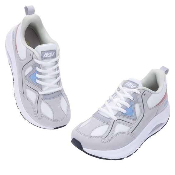 AOV Extra Wide Toe Box Arch Support Walking Shoes,Orthotic Plantar Fasciitis Tennis Sneaker,Gray&white,Size 8.5