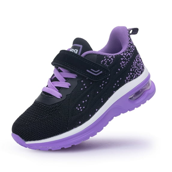 AOV Kids Shoes for Boys Girls Children Tennis Sports Athletic School Running Sneakers (BlackPurple Size 4 Child)