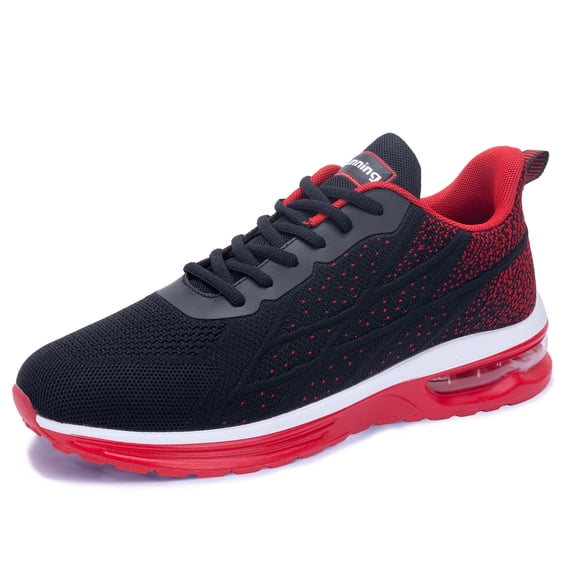AOV Men's Athletic Running Shoes Fashion Sport Gym Jogging Tennis Fitness Sneaker BlackRed US 9