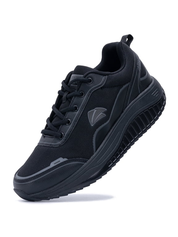 Men's Shoes Walking Arch Support Orthotic Sneakers Plantar Fasciitis Wide Tennis Shoes for Heel and Foot Pain Relief AllBlack 11.5