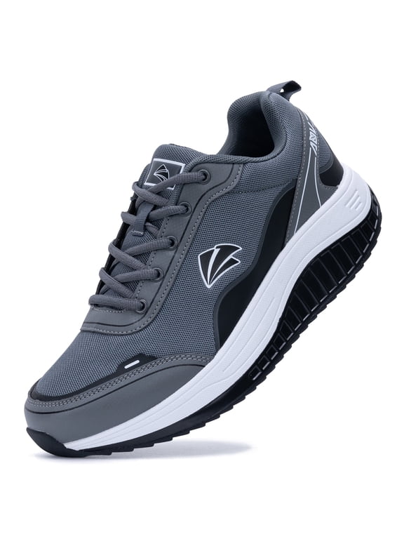 Men's Shoes Walking Arch Support Orthotic Sneakers Plantar Fasciitis Wide Tennis Shoes for Heel and Foot Pain Relief GreyBlack 10.5