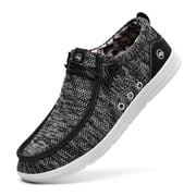 AOV Mens Slip On Loafers | Arch Support Insole | Mens Shoes | Comfortable Light-Weight,Size 12 Black/White