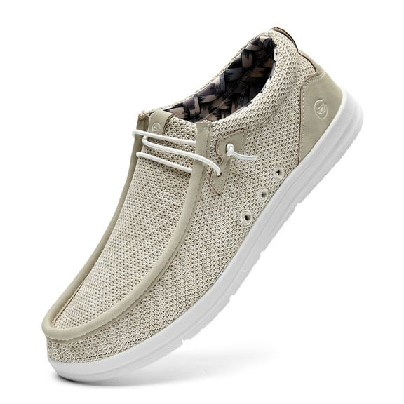 AOV Men's Slip On Loafers | Arch Support Insole | Men's Shoes | Comfortable Light-Weight,Size 9.5 Beige