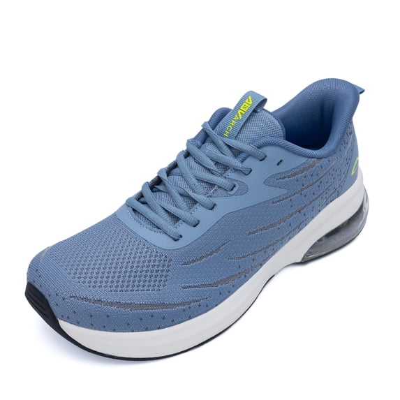 AOV Men's Wide Toe Box Walking Sneakers - Arch Support & Shock-Absorbing Sole for Plantar Fasciitis Blue US Size 9