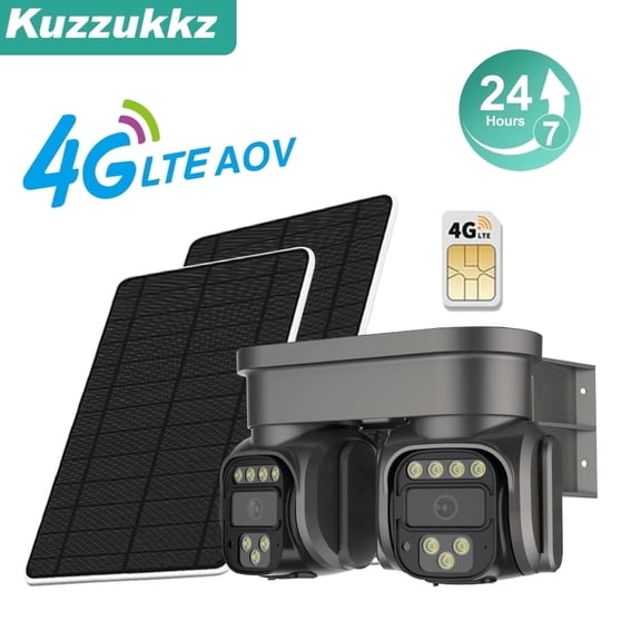 AOV Security Camera 24H continuous recording, 4G LTE Cellular Security Camera,Built-in Sim Card(including 300MB of free 4G test data), No WiFi Outdoor Solar camera,external wall corner camera