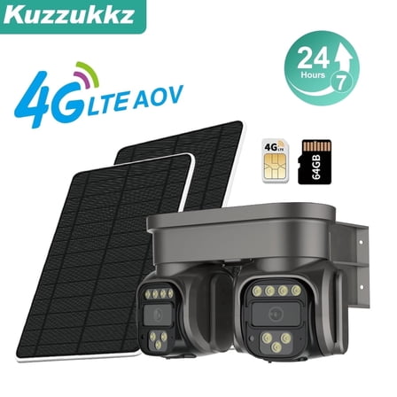 AOV Security Camera 24H continuous recording, 4G LTE Cellular Security Camera, No WiFi Outdoor corner camera,Built-in Sim Card(300MB of free 4G test data),Built-in 64GB SD card.