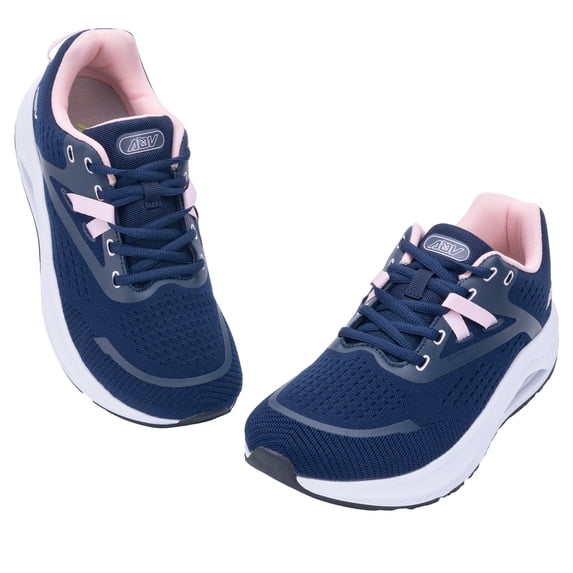 AOV Wide Toe Box Shoes Women Arch Support Walking Shoes Plantar Fasciitis Tennis Sneakers RoseBlue Size 7.5