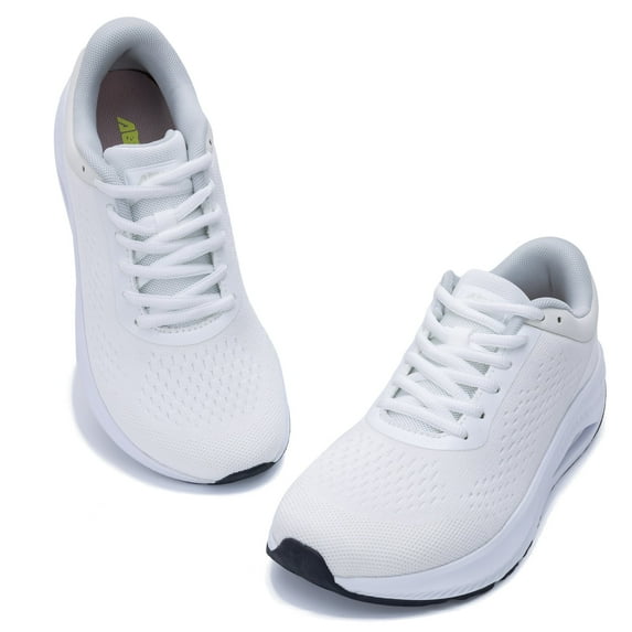 AOV Wide Toe Box Shoes Women Arch Support Walking Shoes for Plantar Fasciitis Orthotic Air Tennis Sneakers White Size 7