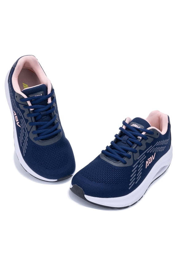 Wide Toe Box Shoes Women Arch Support Walking Shoes for Plantar Fasciitis Orthotic Tennis Sneakers BluePink Size 9