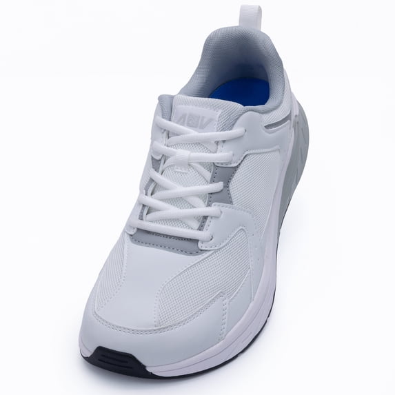 AOV Wide Toe Box Walking Shoes for Men Arch Support Sneakers Plantar Fasciitis Orthotic Tennis Shoes for Gym Workout Jogging WhiteGrey Size 12