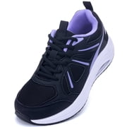 Women Wide Walking Shoes with Arch Support Plantar Fasciitis Tennis Sneakers Wide Toe Box Orthotic Shoes Size 10 BlackPurple