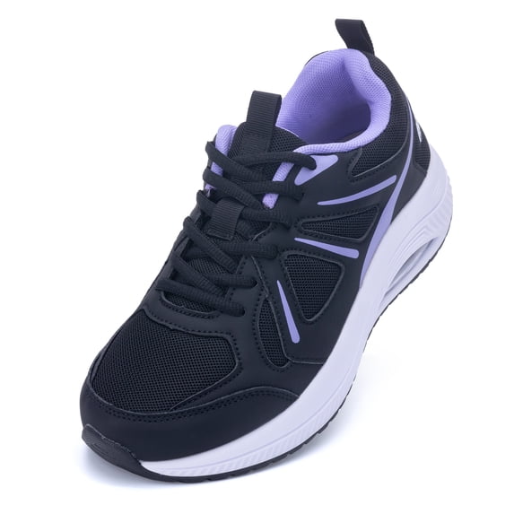 AOV Women Wide Walking Shoes with Arch Support Tennis Sneakers for All-day Comfort Size 10 BlackPurple