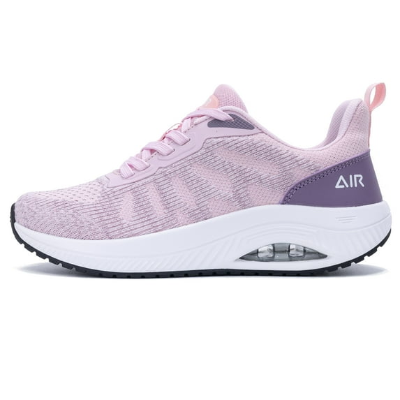 AOV Women's Walking Shoes with Arch Support Plantar Fasciitis Sneakers for Gym Workout Pink Purple 5.5