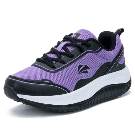 AOV Womens Walking Shoes for Plantar Fasciitis, Arch Support Athletic Tennis Sneakers Orthotic Comfortable Shoes for Standing All Day BlackPurple US 7
