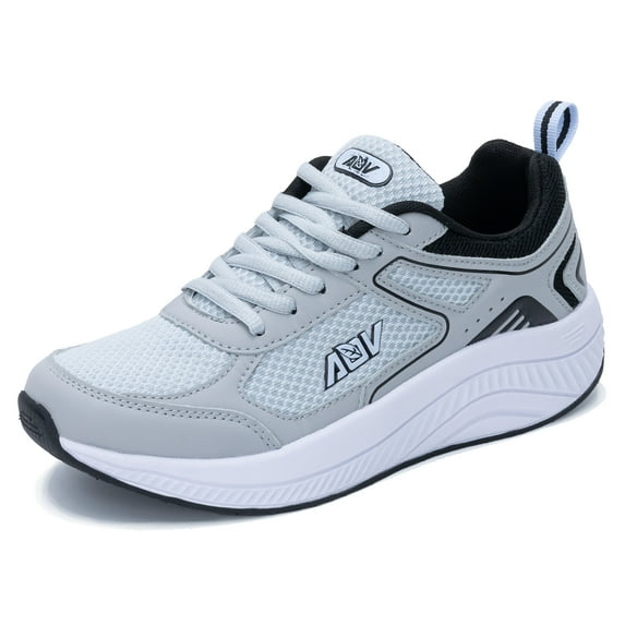 AOV Womens Walking Shoes with Arch Support Plantar Fasciitis Sneakers Orthotic Tennis for Foot Heel Pain Relief Size 7 GreyBlack