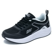 AOV Womens Walking Shoes with Arch Support Plantar Fasciitis Sneakers Orthotic Tennis for Foot Heel Pain Relief Size 9 Blackwhite