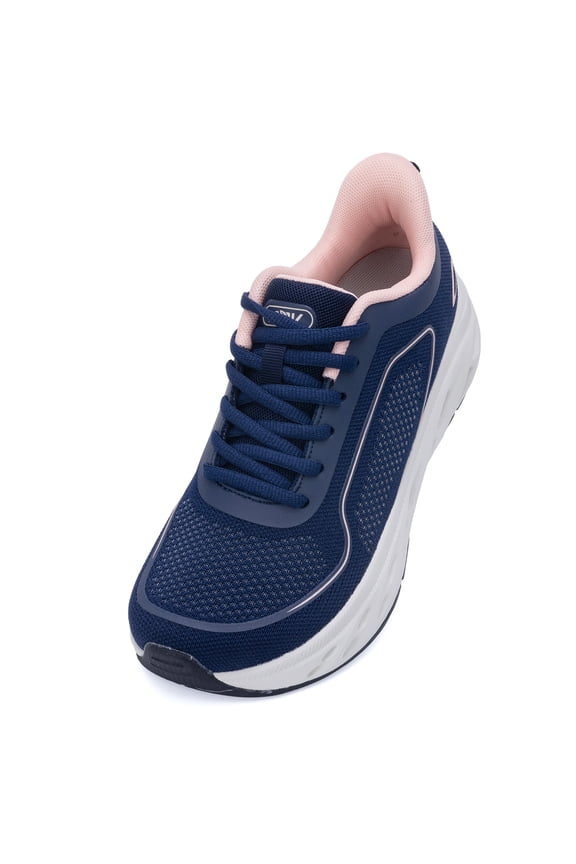Womens Wide Toe Box Walking Shoes Arch Support Plantar Fasciitis Tennis Sneakers Casual Athletic Running Shoes NavyPink Size 9