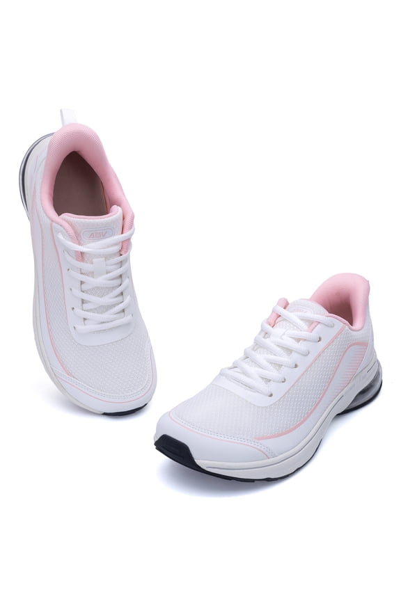 Womens Wide Toe Box Walking Shoes Arch Support Running Shoe Plantar Fasciitis Tennis Sneakers Orthotic for Pain Relief WhitePink Size 6