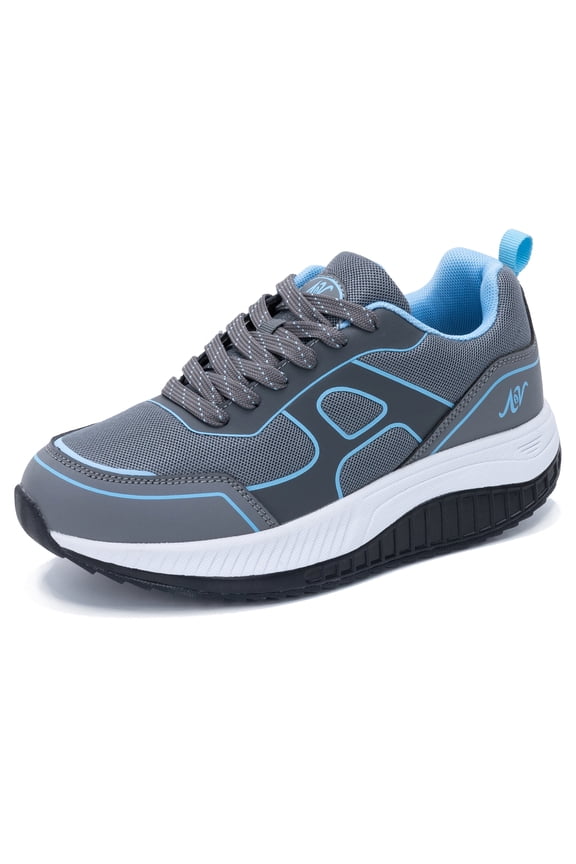 Womens Wide Walking Shoes with Arch Support Plantar Fasciitis Sneakers Wide Width Orthotic Tennis Shoes Size 8 Blue