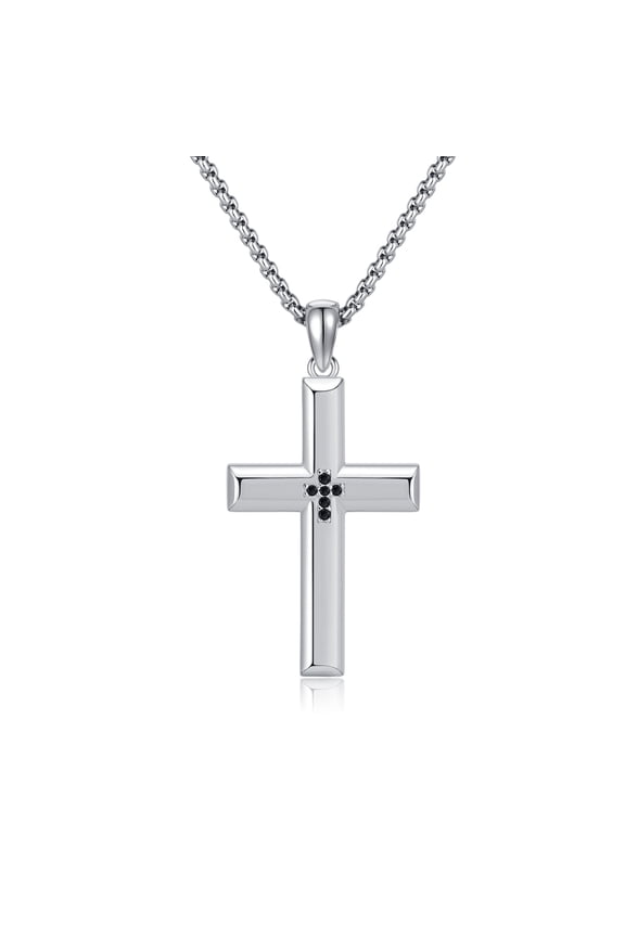 Cross Necklace 925 Sterling Silver Pendant Necklaces for Men Christian Jewelry Birthday Father’s Day Gift for Dad Son