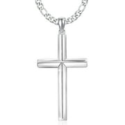 AOVEAO Cross Necklace 925 Sterling Silver Pendant Necklaces for Men Christian Jewelry Birthday Gift for Boys Dad Son
