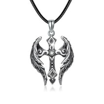AOVEAO Cross Necklace for Women Men Sterling Silver Wings Pendant Necklaces for Daughter Boys Jewelry Gift
