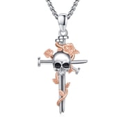 AOVEAO Cross Necklace for Women Sterling Silver Skull Cross Pendant Necklaces Christian Jewelry Birthday Xmas Gift for Mom Daughter