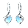 thumbnail image 1 of AOVEAO Dolphin Drop Dangle Earrings 925 Sterling Silver Lever Back Heart Moonstone Earrings Fashion Jewelry Birthday Xmas Gift for Women Daughter Niece Mom Wife, 1 of 8