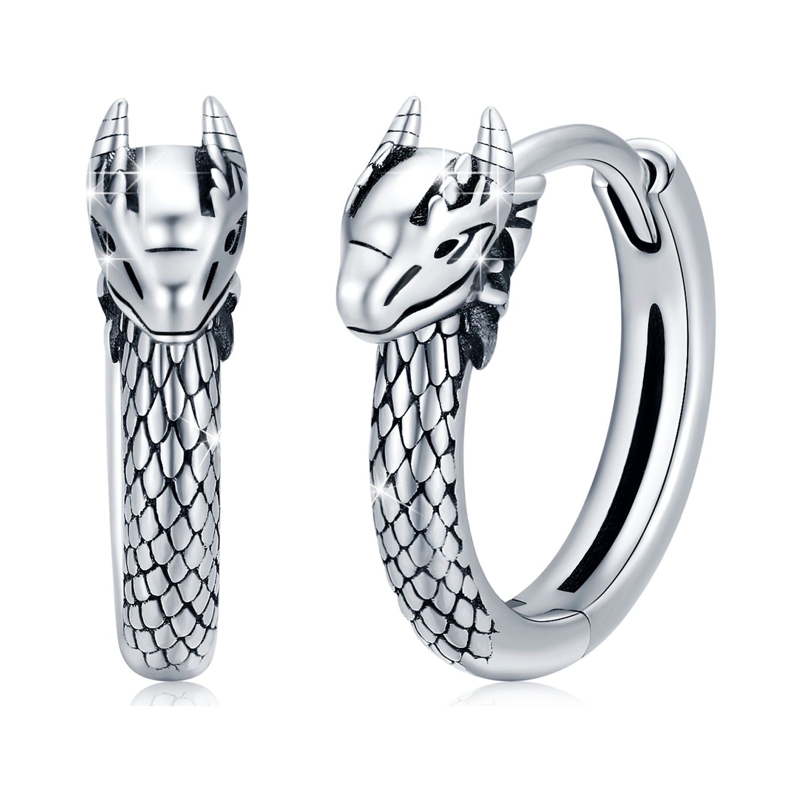 AOVEAO Dragon Hoop Earrings Sterling Silver Dragon Ear Hoops Earrings