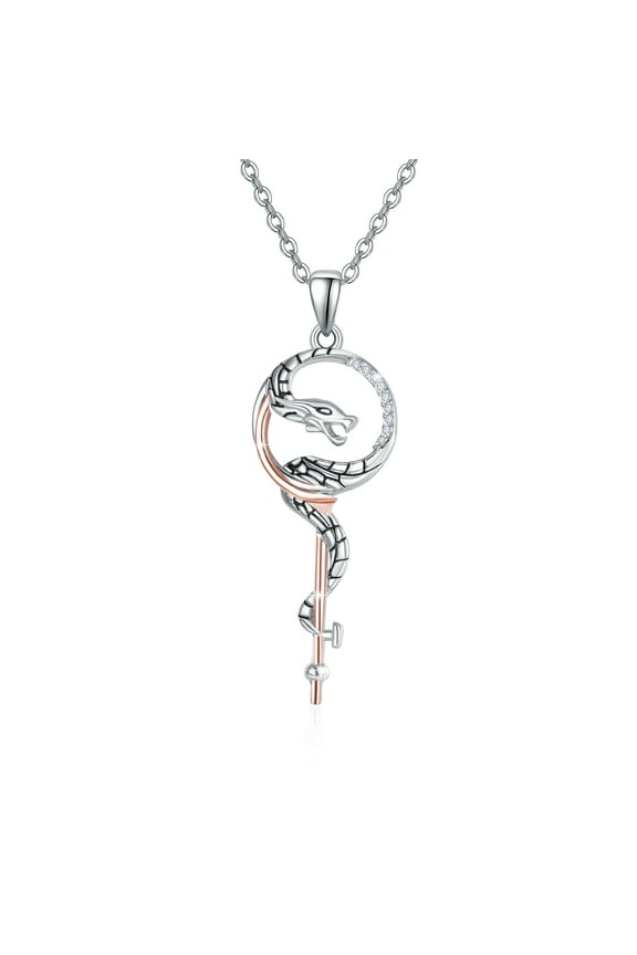 Key to you Necklace 925 Sterling Silver Dragon Pendant Necklaces Birthday Gift Jewelry for Women Daughter Mom Niece