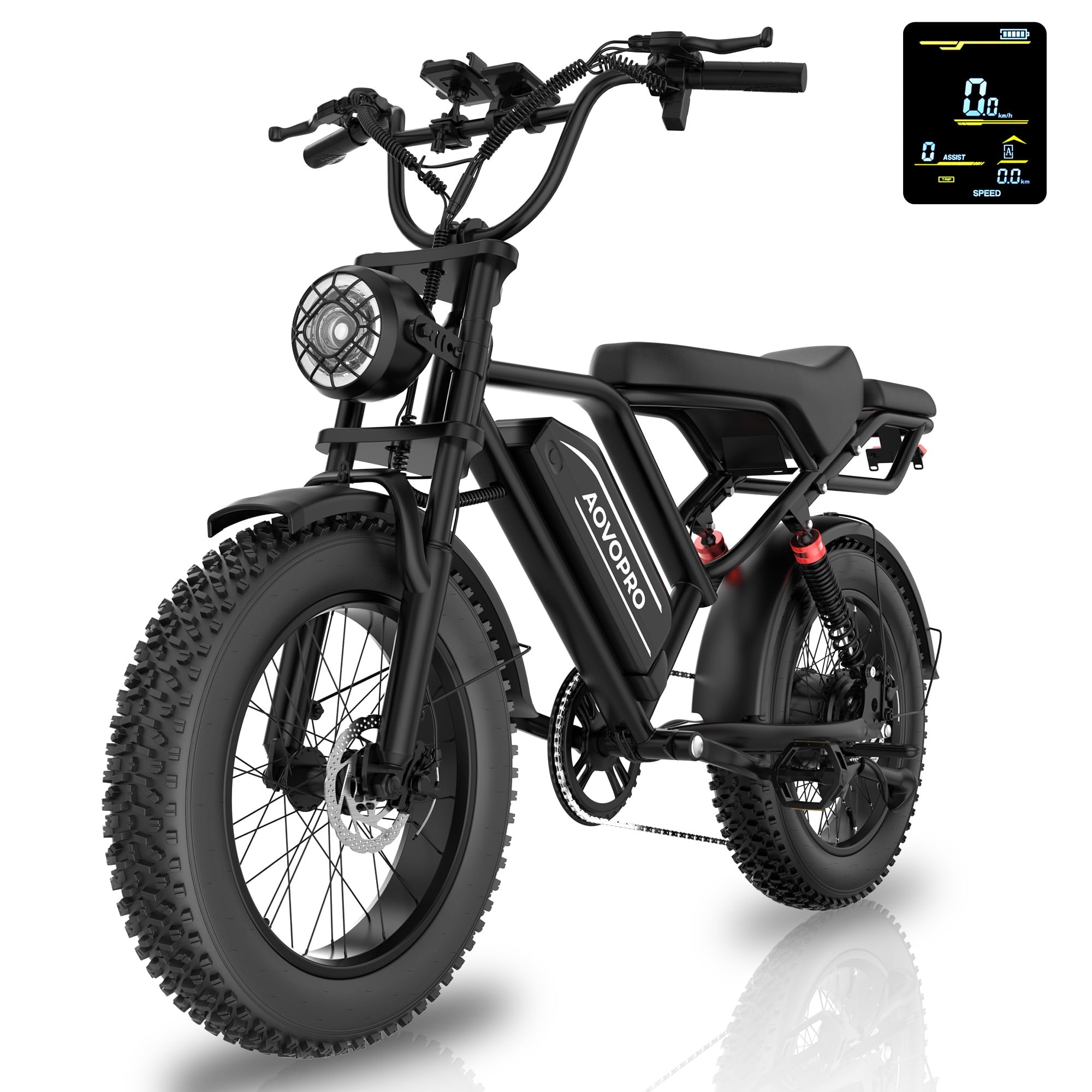 AOVOPRO AP20 Electric Bike for Adults 20 X 4.0 Fat Tire, 750W Off-Road E Bike, E-Mountain Bike 48V 15.6AH UL2849