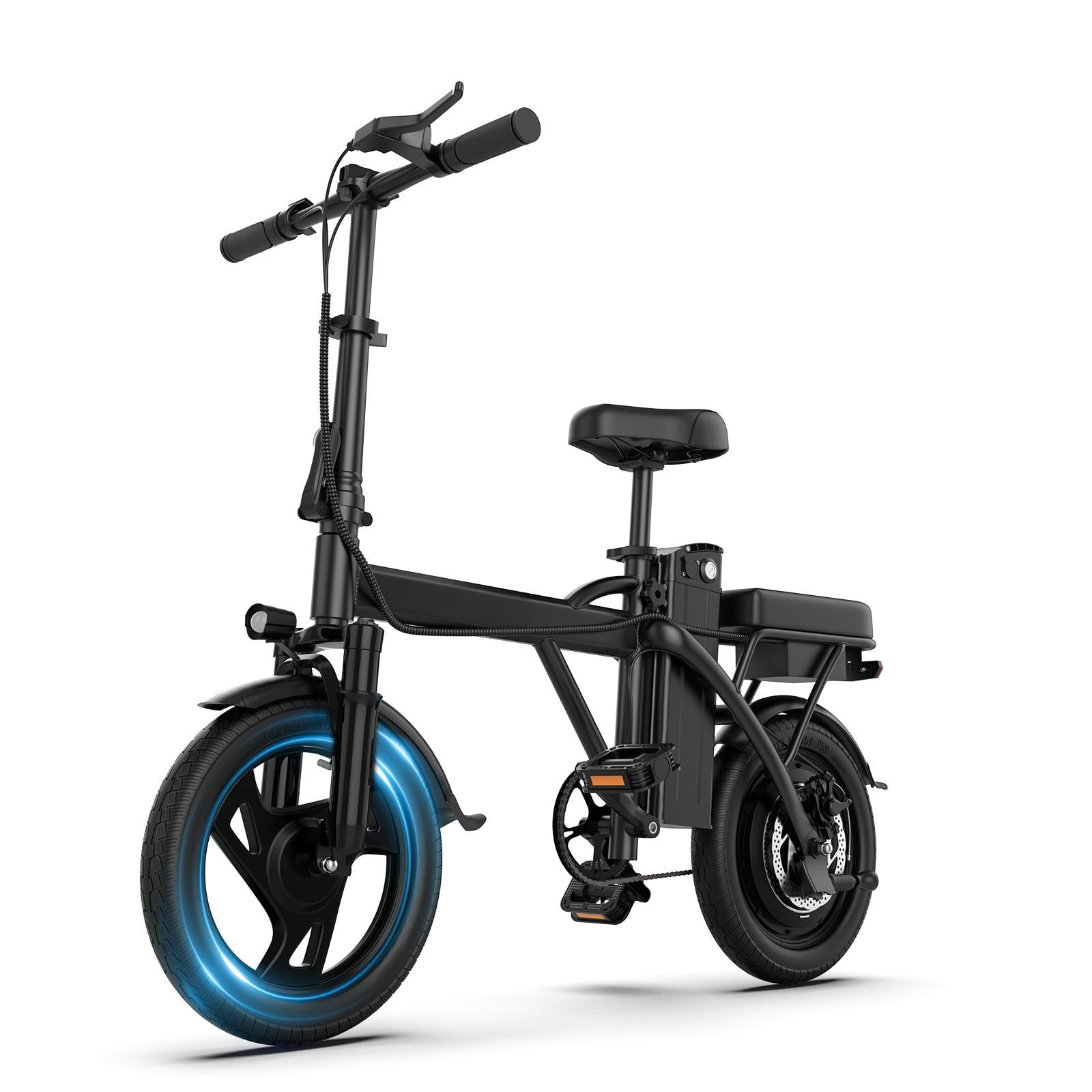 Electric Bike Black 500W 48V, 14' Mini Ebike for City Commuter, 20MPH Class 2 Folding Electric Bicycle for Adult with Two Seats UL2849