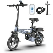 AOVOPRO EB60 Electric Bike 500W 48V, 14' Mini Ebike for City Commuter, Folding Electric Bicycle for Adult with Two Seats UL2849
