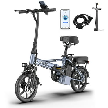 AOVOPRO EB60 Electric Bike 500W 48V, 14' Mini Ebike for City Commuter, Folding Electric Bicycle for Adult with Two Seats UL2849