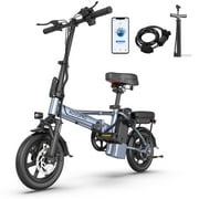 AOVOPRO EB60 Electric Bike 500W 48V, 14' Mini Ebike for City Commuter, Folding Electric Bicycle for Adult with Two Seats UL2849