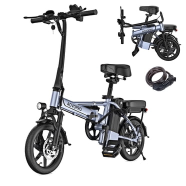 AOVOPRO EB60P Electric Bike 500W 48V 15.6Ah, 14' Mini Ebike for City Commuter, Folding Electric Bicycle for Adult with Two Seats UL2849