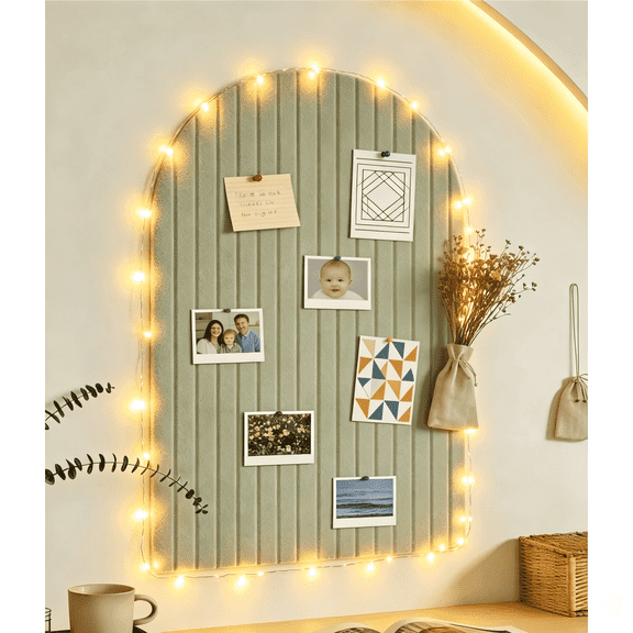 AOVOX Arched Felt Bulletin Board with LED String Lights and Push Pins.